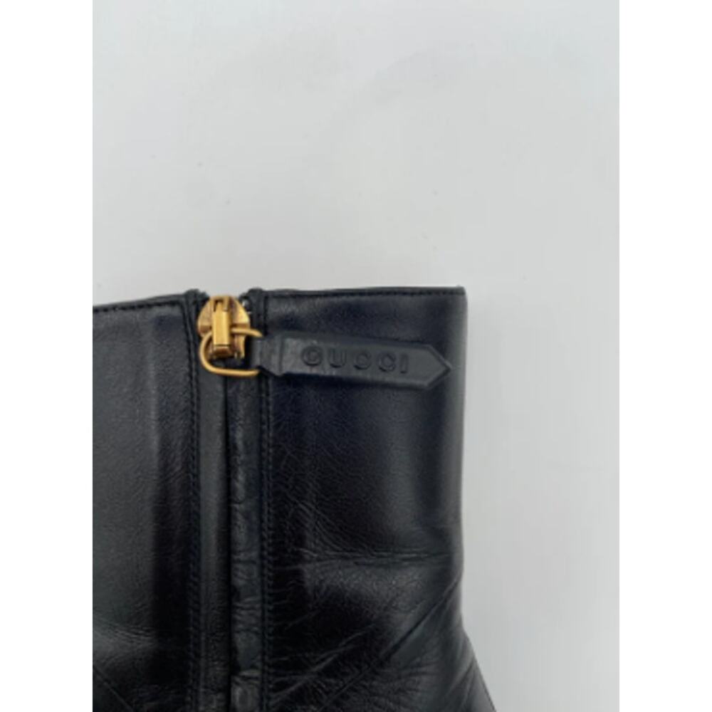Gucci Black Leather Zumi Kitten Heel Ankle Boots size 37 - Picture 9 of 12